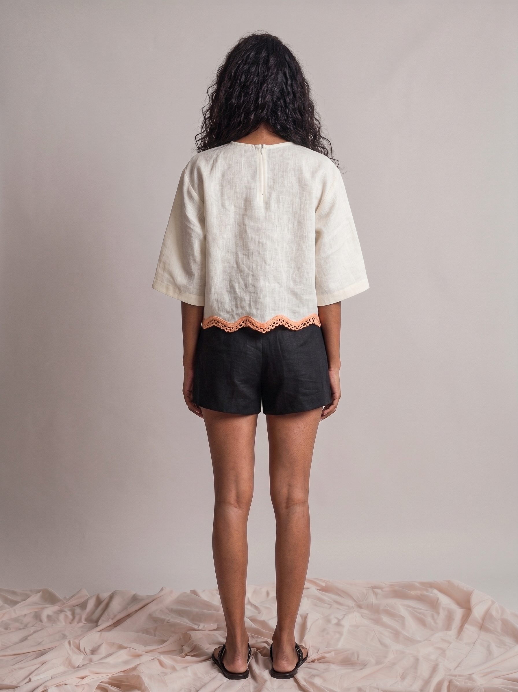 Coastal Scallop Linen Top
