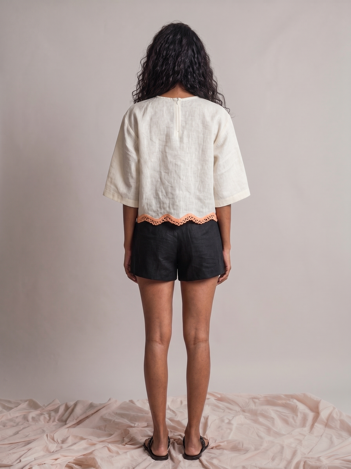 Coastal Scallop Linen Top