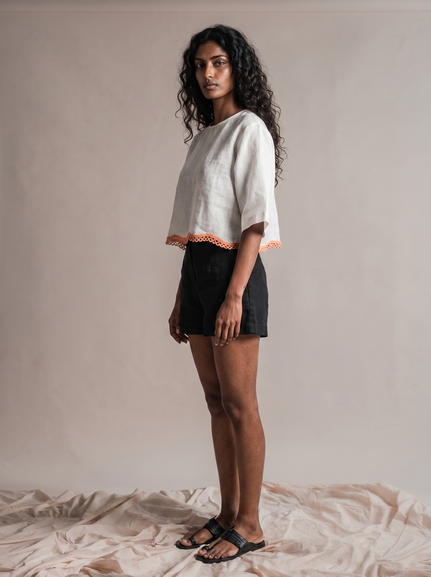 Coastal Scallop Linen Top
